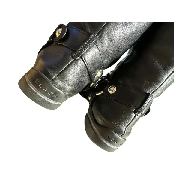 Coach Dafney Black Leather 15” Engineer Harness Boots Women’s Size 6.5M EUC Tag - Picture 8 of 15